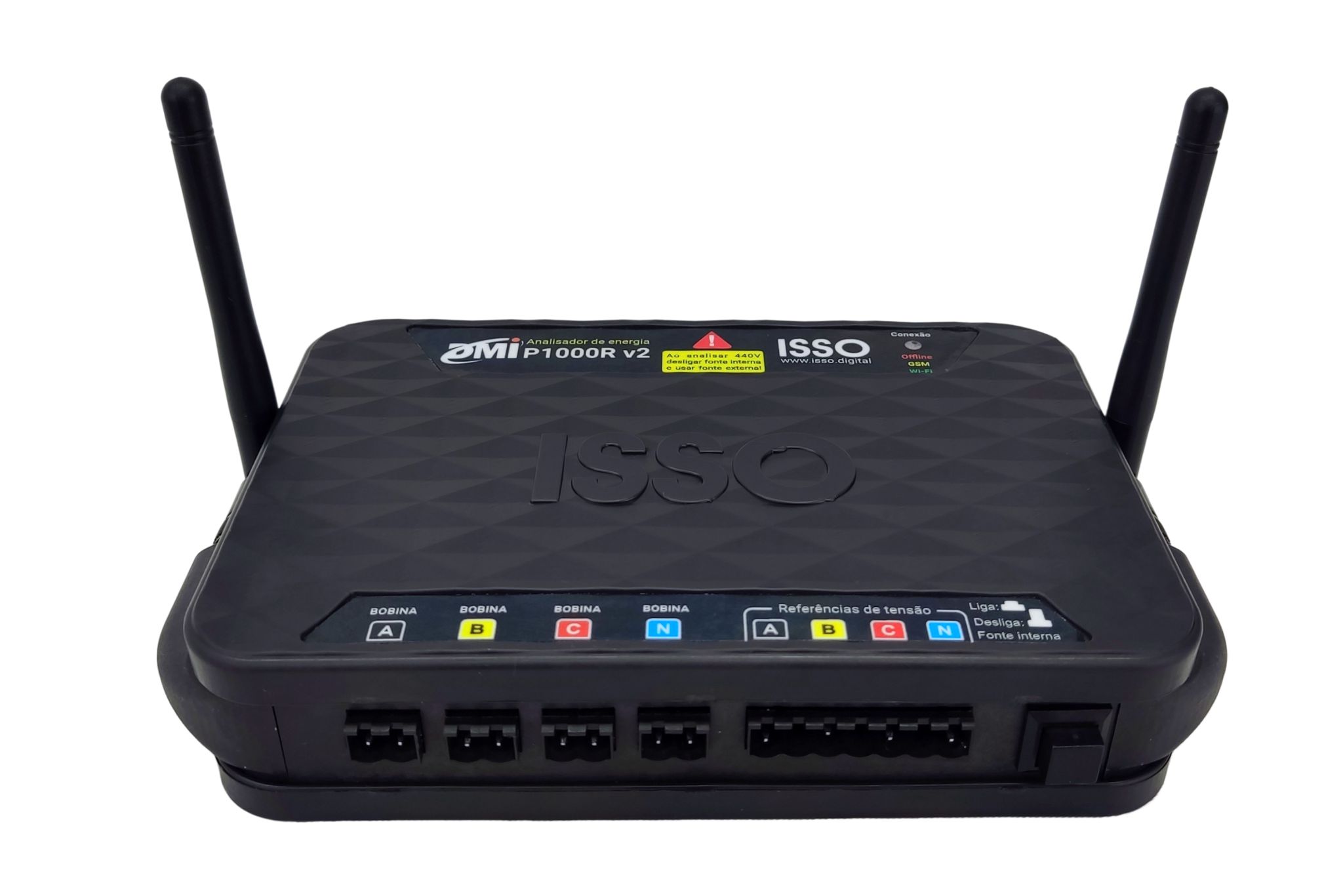 Analisador de energia portátil DMI P1000R Black Box, conexão Wifi GSM LAN e sensores de corrente flexíveis 